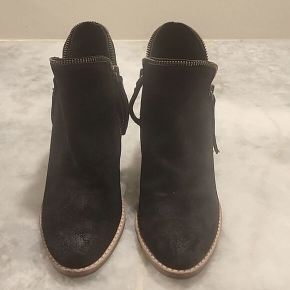 Dolce Vita Black Suede Chelsea Leather Chunky Block Ankle Zipper Boots Booties 6 - Picture 3 of 8